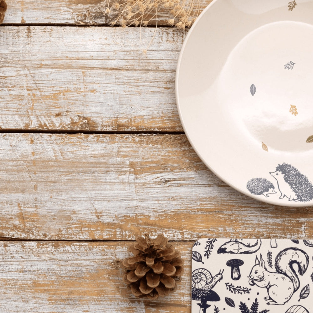  with two hedgehog decals and falling leaves