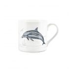 bone china white mug with dolphin coastal design