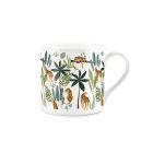 Tropical jungle and lounging leopards print on a fine bone china mug