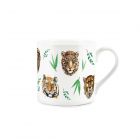 Big cat and leaf design printed on a fine china mug with 380ml capacity