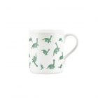 Small fine bone china mug with green dinosaur print