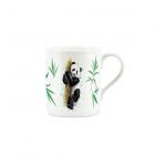 Small fine china mug printed with bamboo and panda hugging a branch