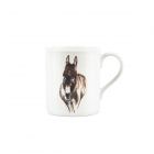 Small fine bone china mug printed with a watercolour painted donkey painted by Rhiannon Chauncey