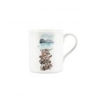 Mountain glacier and lake watercolour painting printed on a small fine bone china mug