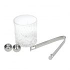 Gift-boxed whisky set included a tumbler, tongs and a pair of ice balls.