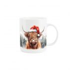 Purely Home Bone China Christmas Highland Cow Mug