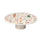 Round ceramic cake stand with nutcracker inspired design