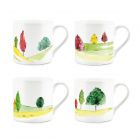 Purely Home Bone China Mug English Landscapes by Rhiannon Chauncey - Set of 4