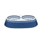 Moroccan Indigo Melamine Double Pet Bowl