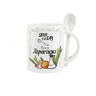 Purely Home Ceramic Soup of the Day Mug & Spoon Set - Cream of Asparagus