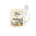 Purely Home Ceramic Soup of the Day Mug & Spoon Set - Cream of Mushroom Cream