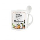 Purely Home Ceramic Soup of the Day Mug & Spoon Set - Cream of Mushroom