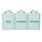 Living Nostalgia Tea, Coffee & Sugar Canisters Set - Vintage Blue