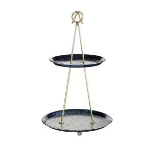 gold and grey two tier serving stand