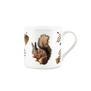 Fine one china mug with a red squirrel, acorn and leaf design