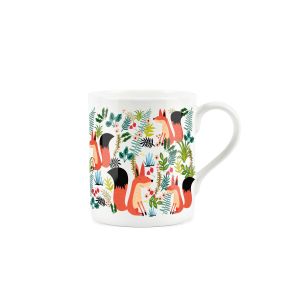 Small fine china mug with bright smiling fox print