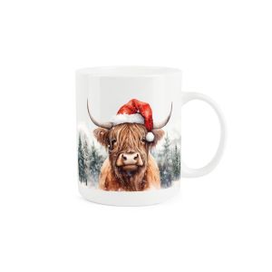Purely Home Bone China Christmas Highland Cow Mug