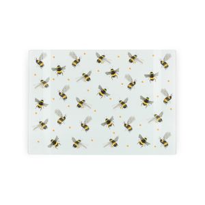 Tempered glass cutting board with watercolour bee print