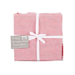 Le Chateau Woven Stripe Tea Towel Set - Red