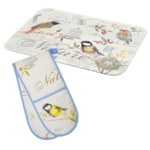 Eddingtons Song Bird - Double Oven Glove & Worktop Protector Set