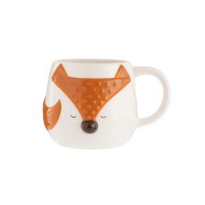 a fox design ceramic mug finished in orange and cream